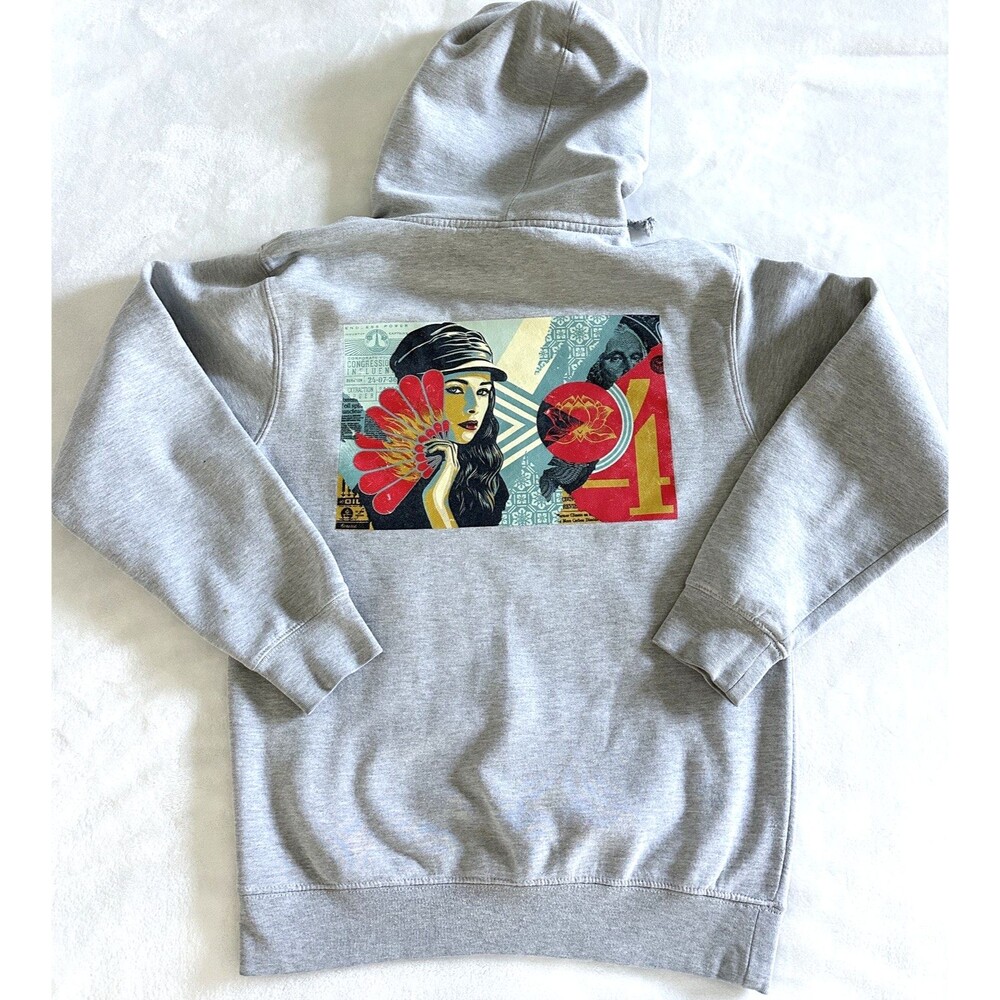 OBEY Worldwide Endless Power Graphic Hoodie Men Small Gray Shepard Fairey Skater